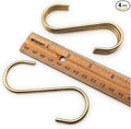 S Hooks, 3.75", Non-Magnetic Solid Brass, Rounded-End Craftsmanship, 4 Pack, Gold - for Kitchen Rack Rail Closet Dorm Hanging Pans Pots Coffee Mugs Jeans Towels Bags Purse