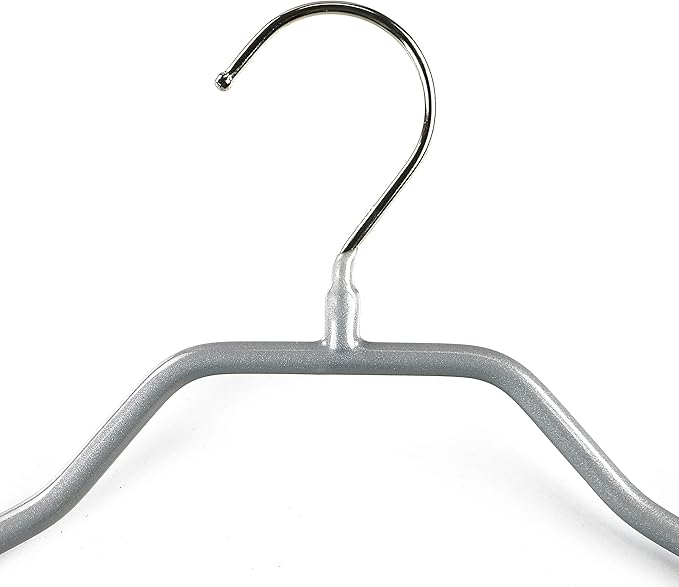 Mawa by Reston Lloyd BodyForm Series Non-Slip Space-Saving Clothes Hanger with Bar for Pants, 16-1/2", Style 42/LS, Set of 6, Silver