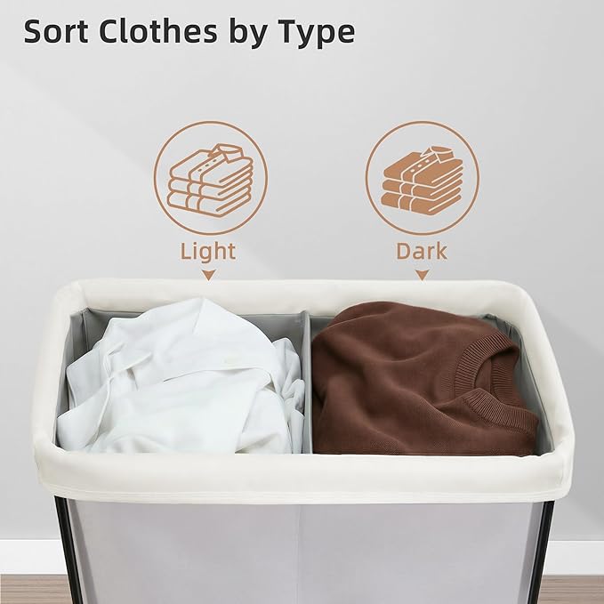 STORAGE MANIAC Large Laundry Hamper, 37 Gal. Metal Laundry Basket with Removable Bag for Easy Carry, Strong Dirty Clothes Hamper for Bedroom, Bathroom, Dorm, College, 140L Grey