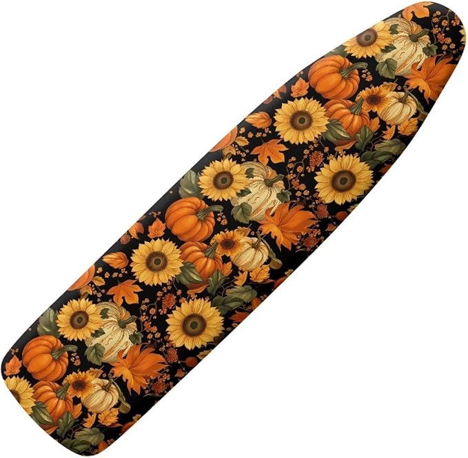 Extra Wide Ironing Board Cover Thanksgiving Pumpkin Sunflower Heavy Duty Thick Padding Stain Resistant Ironing Board Cover and Pad with Elastic Edge 54x15 inches