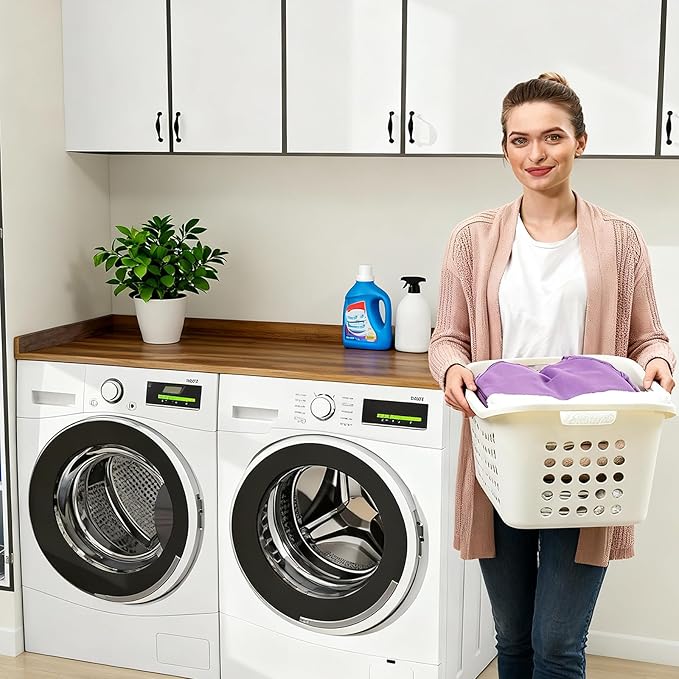 Washer Dryer Countertop, Laundry Topper Countertop for Washer and Dryer, 54" Width x 27.5" Depth Laundry Room Organization Storage (Dark Wood)