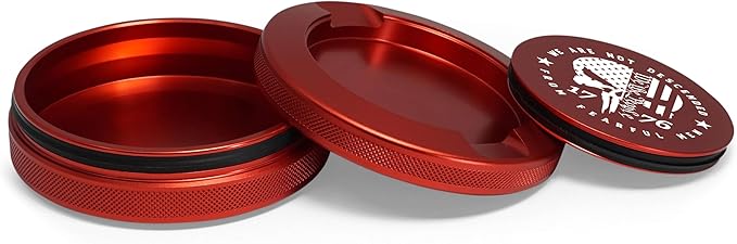 Metal Can | Metal Container for Pouches | Aluminum Used Pouch Storage Tin | Airtight O-Ring Moisture Odor Proof EDC Pocket Tin | Defiance Edition (Red)