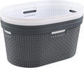 Pekky 4 Pack Laundry Basket with Cutout Handles, 40 L Plastic Hampers for Laundry