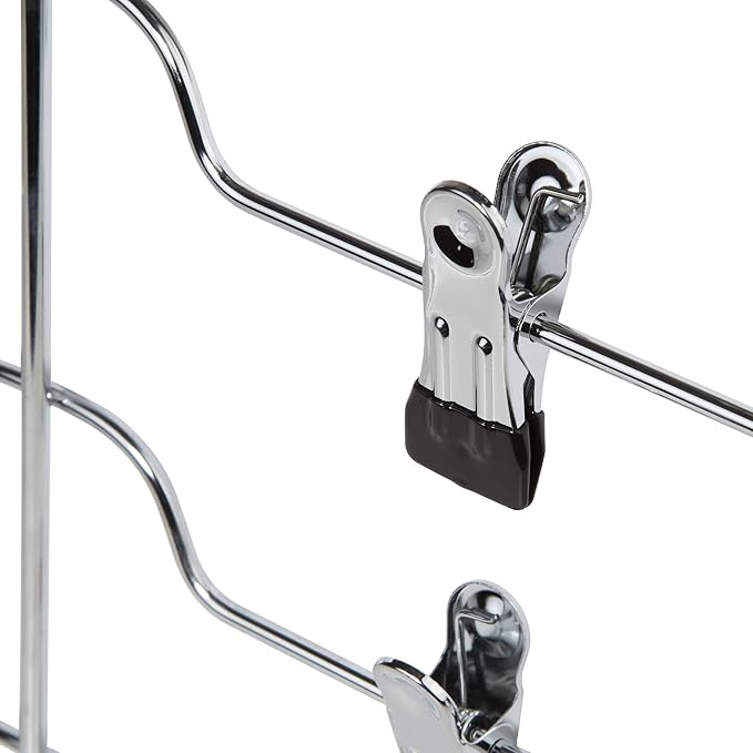 4 Tier Trouser/Skirt Hanger - Chrome & Black Vinyl - 2 PACK