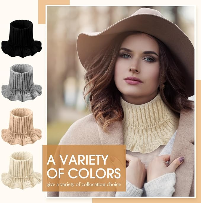 JenPen Winter Fake Turtleneck for Women Dickey Collar Knitted Detachable Half Top Mock High Turtleneck Neck Warm Faux Collar