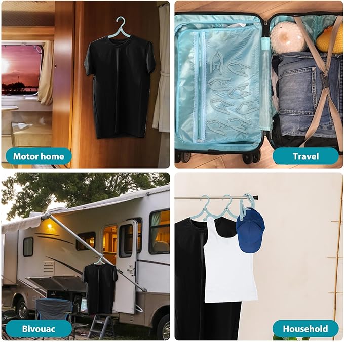 40PCS Large Travel Hangers Lightweight Portable Clothes Hangers with Non-Slip Grooves Space Saving Foldable Clothes Hanger 45cm Plastic Folding Hanger for Travel Camping Home RV