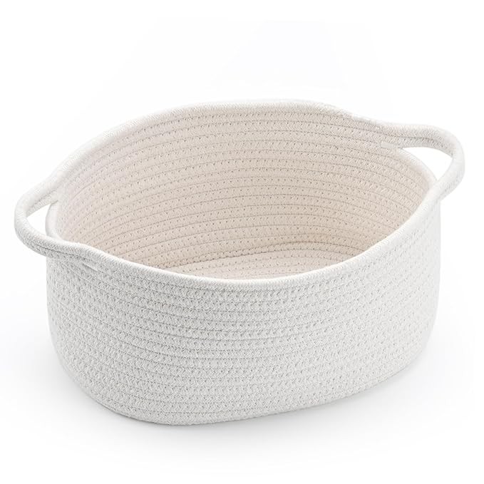 Cute Woven Easter Basket with Handle, Baskets for Gifts Empty, Present Containers for Raffle Baby Shower Burr Basket, Decorative Organizer Box for Storage Baby Toy, 13" D x 8" W x 6" H