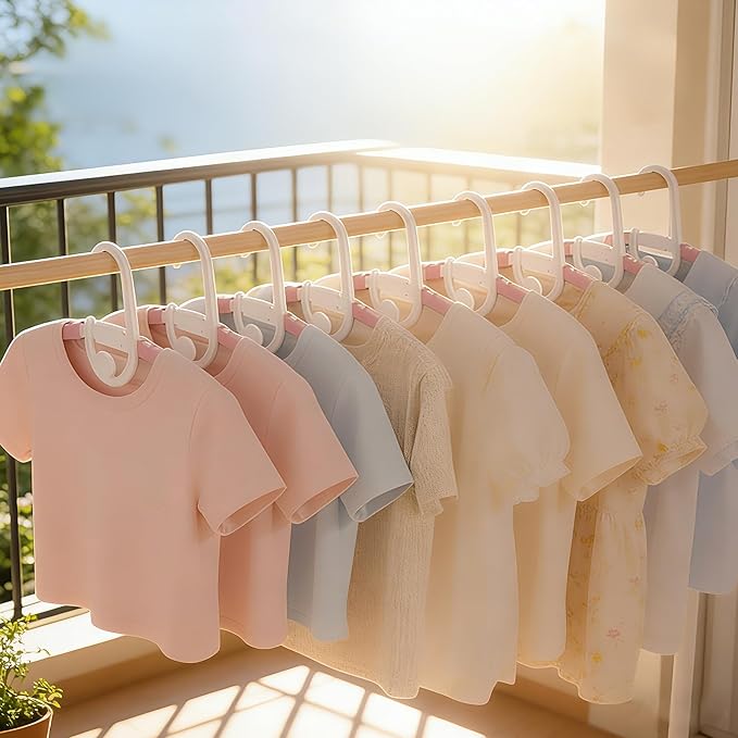 30 Pack Baby Kids Clothes Hangers Adjustable Stackable for Infant to Children - Thick Plastic, Non-Slip, Space Saving, Green