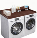 Washer Dryer Countertop, HDPE Laundry Countertop with Storage Shelf and Edge Rails-Brown