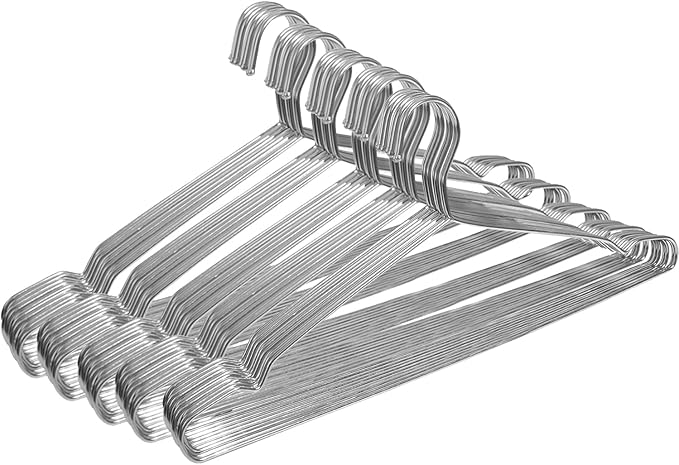 King Mills 19.6inch Stainless Steel Plus Size Hangers, Ideally Used as Extra Large Hangers for Heavy-Duty Clothes, Shirts, Oversized Coats, Dresses and Etc. Silver.50PK