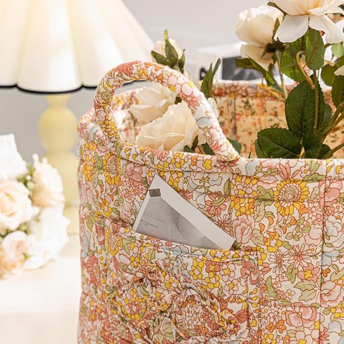 Floral Fabric Storage Basket Car Interior Storage Basket Underwear Sundries Laundry Baskets Supplies Home Organizer Bag (style 8)