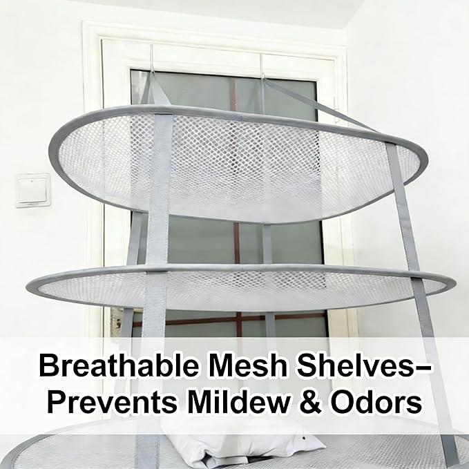 2PCS Sweater Drying Rack Hanging on Door Dryer Flat Portable Collapsible Mesh Large Laundry Clothes Drying Rack Room Organization 3 Tier