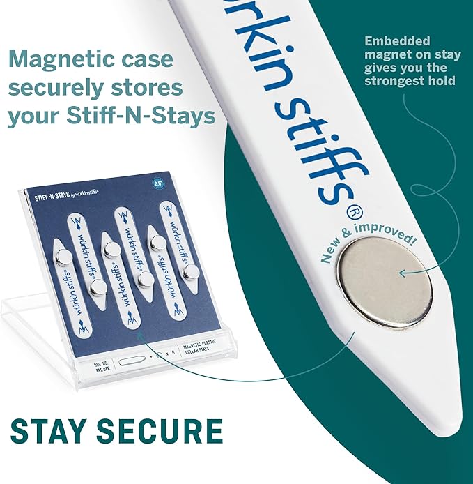 Würkin Stiffs Plastic Magnetic Collar Stays As Seen on Shark Tank | Stiff-N-Stays Collar Inserts