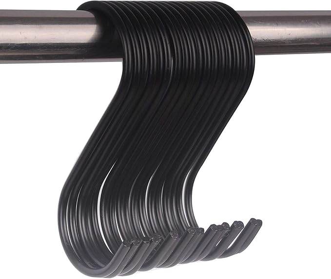 WARMBUY 30 Pack Black S Hooks Utility Hooks for Hanging Kitchen Pans Pots, Closet Clothes, Plants Bags Towels