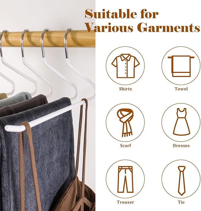 Pants Hangers,50-Pack Clothes Hangers, Non-Slip Open-Ended Pant Hanger,White Metal Hangers Design for Jeans,Slacks,Scarf (White)