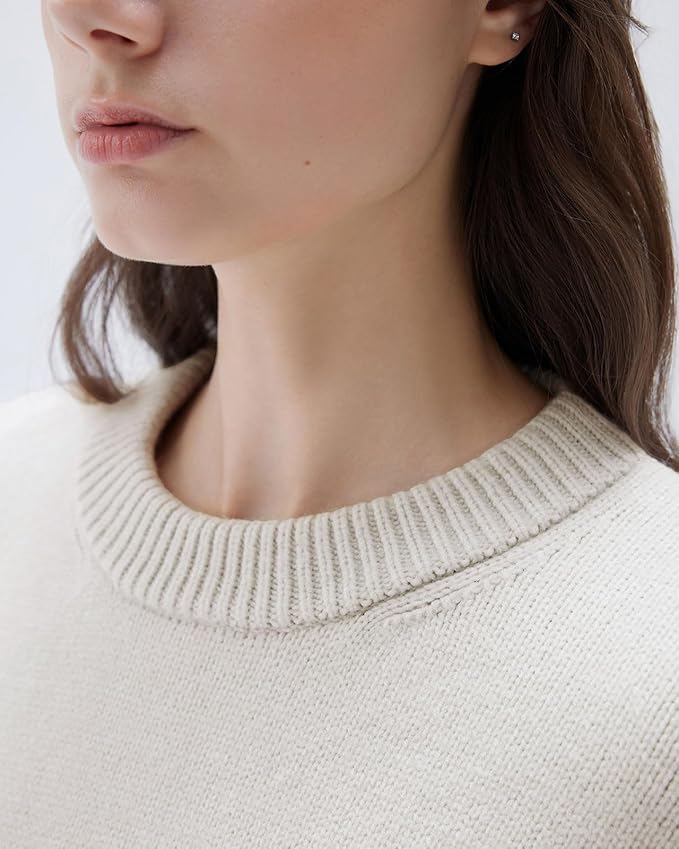 SUUKSESS Women Cashmere Blend Oversized Crew Neck Long Sleeve Pullover Sweaters