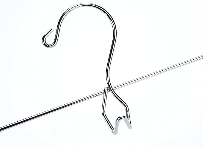 6 Quality Pants Hangers Heavy Duty Add-on Skirt/Slack Metal Hanger, Extra Wide Adjustable Clips, Multi Stackable Add on Hangers, Chrome, Jeans, Bottoms, Set of 6