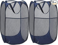 BATTOO Deluxe Strong Mesh Pop up Laundry Hamper Basket with Side Pocket Foldable Hamper for Laundry Room, Bathroom, Kids Room, College Dorm or Travel Navy + Navy