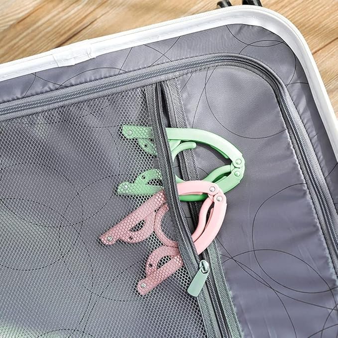 12 Pack Travel Hangers Portable Foldable Hanger Organizer, Plastic Travel Clothes Hanging Rack Folding Hangers For Traveling Camping Flying Rv Cruises Suitcase, Multi Color
