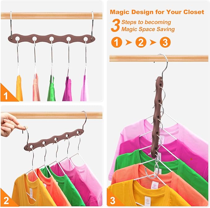 Closet Organizers and Storage,Heavy Duty Wooden Hangers Space Saving,Home Dorm Room Essentials for College Students Girls Boys,6 Pack Organization and Storage Clothes Hanger for Coat,Pants,Shirt,Scarf