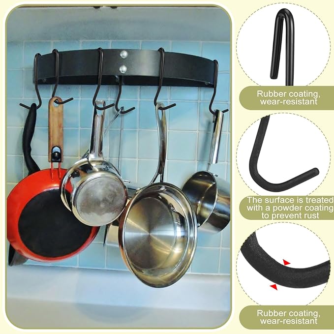 12 Pcs Pot Rack Hooks 5 Inch Black Metal S Hooks for Pots and Pans 90 Degree Twist Angled Hangers for Hanging Kitchen Utensils Towels, Plants