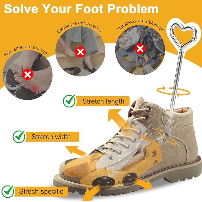 Boot Stretchers for Cowboy Boots Shoe Stretcher for Wide Feet Men Shoe Trees Adjustable Length & Width for Men Women
