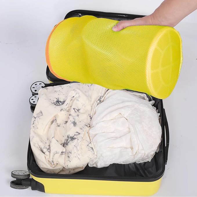 Shoe Washing Machine Bag, Laundry Shoe Bag for Washer and Dryer, Yellow Sandwish Mesh, 2L(8x15in)