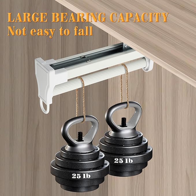 Alise 12 Inch Pull Out Clothes Hanger Rack for Closet,Heavy Duty Closet Rod with Automatic Soft-Close Mechanism for Closets,Closet Pull Out Metal Rod Organizer Hangers for Coats Pants Hangers,White