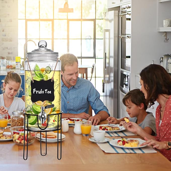 1.5 Gallon Drink Dispenser with Stand, Drink Dispensers for Parties, Beverage Dispenser with 100% Leakproof Spigot, Ideal for Lemonade, Juice, Water, Laundry Detergent Dispenser