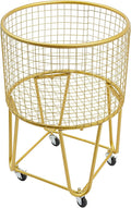 Wire Metal Deep Set Rolling Laundry Basket,Mesh Wire Laundry Basket Storage Cart for Bathroom Bedroom Dirty Clothes Storage (F)