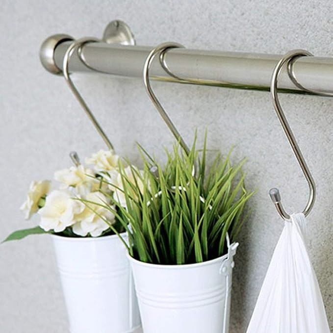 YourGift 10 Pack 4 Inch Heavy Duty S Hooks S Shaped Hooks Hanging Hangers Hooks for Kitchen, Bathroom, Bedroom and Office: Pan, Pot, Coat, Bag, Plants (10 Pack/Silver/Large)