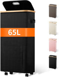 Laundry Basket with Wheels, Tall Dirty Clothes Hamper on Wheels, Rolling Laundry Hamper with lid for Dorm, Bedroom and Bathroom