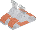 Hangers, Non-Slip, Clothes Hangers, 20 Pieces, Ultra Thin, Multi-Functional Storage, No Stretch Collar, Space Saving, 360 Degree Swivel Hook, Bendable, Load Capacity, Dry & Wet Use, Orange