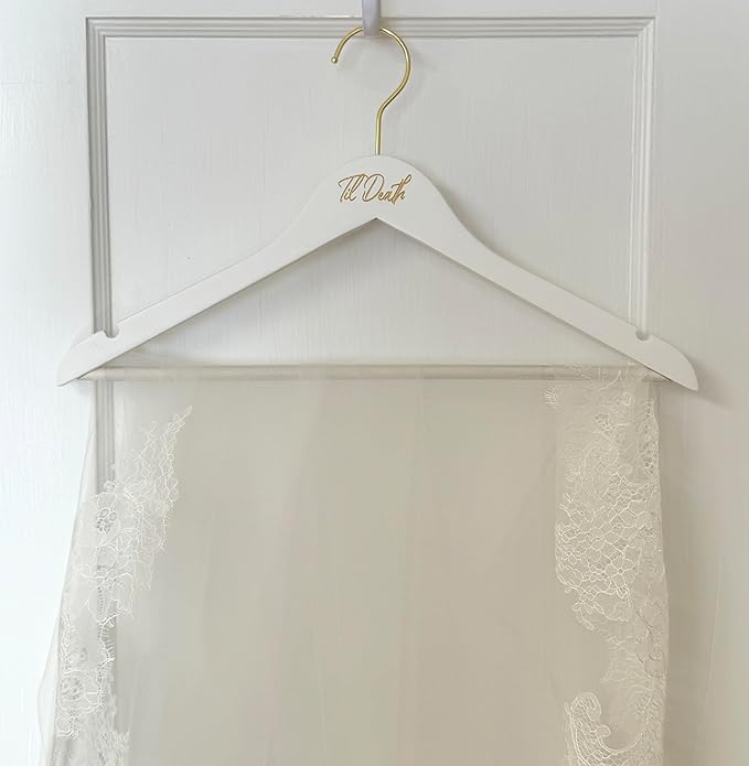 Til Death Wedding Dress, Suit or Veil Hanger (White Suit)
