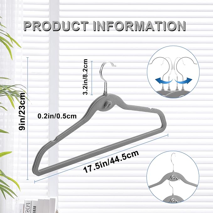Multi-Color Velvet Hangers 50 Pack with Cascading Hooks, Non-Slip Black, Pink, White, Grey, and Purple Velvet Hangers for Clothes, Suits, and Coats