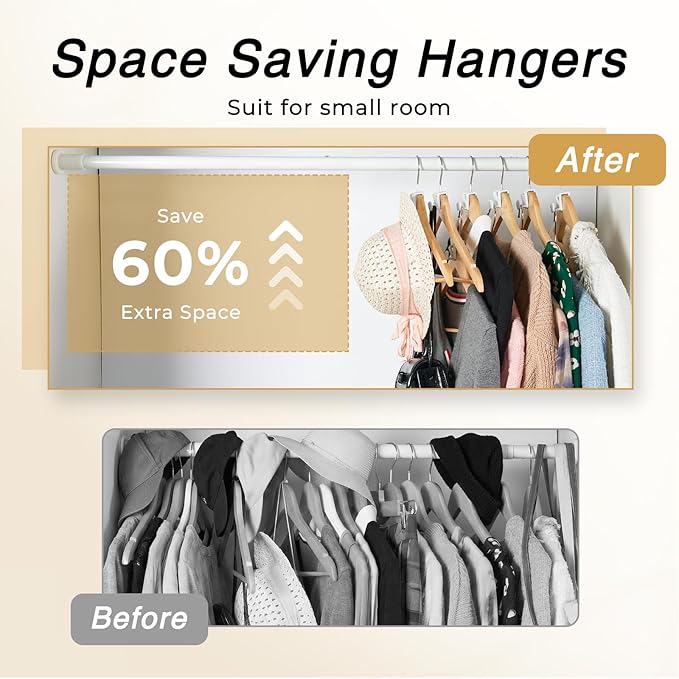 HOUSE DAY Space Saving Hangers 20 Pack, Clothes Hanger Connector Hooks, Heavy Duty Closet Space Saver, Small Space Solutions, Cascading Dorm Room Closet Organizer and Storage - White