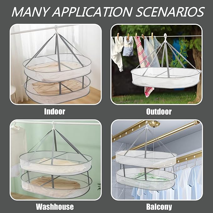 1 Tier Clothes Drying Rack Foldable, 31.5" Mesh Clothes Hanging Dryer, Space Saving Sweater Drying Rack, Laundry Rack,with Internal Fixation, for Clothes, Towels, Underwear, Indoor, Outdoor