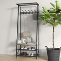 Coat Rack Shoe Bench with Single-Row 5 Hooks 60cm Width, 3-Tier Shelf Entryway Hall Tree with Storage, Metal Frame Multifunctional Organizer, 4-in-1 Coat Rack for Bathroom, Hallway.Grey.