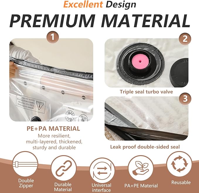 Fast-Charging Wireless Pump and 8 Pack Vacuum Compression Storage Bags,Multi-Size Combo 70% Space Saving for Clothing, Bedding & Seasonal Storage & Space Saver for Luggage