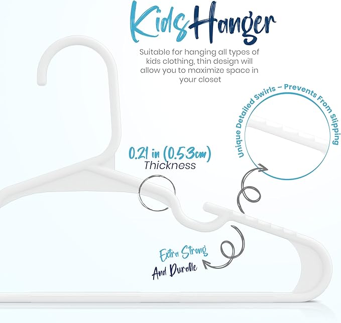 Utopia Home 40 Pack Kids Hangers - 11.5 Inch Plastic Baby Hangers for Closet - Childrens Hanger for Clothes & Infant Hanger for Closet - for Everyday Standard Use (White)