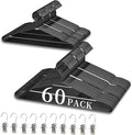 60Pack+10 Clips Luxurious Hanger Set ，16.69" Heavy Duty Matte Black Metal HangersWithstands 50lbs Weight Smooth Powder Coated Finish Compact Shirt Hangers
