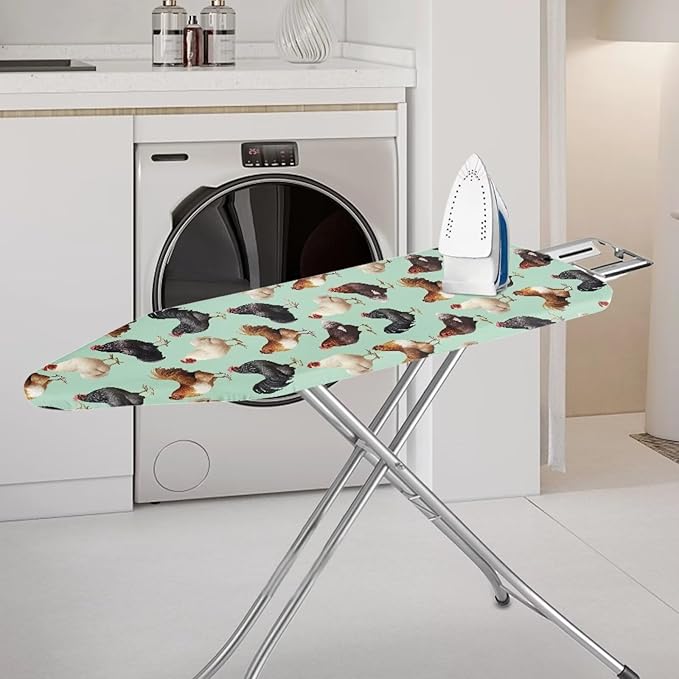 Rooster Ironing Board Cover Heat Reflective Stain Resistant Ironing Board Covers with Padding Standard Size 15x54 inch Iron Accessories with Elastic Edge