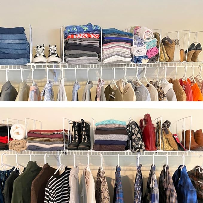 Evelots Wire Shelf Dividers -10 Pack- Closet Storage & Organization for Office/Pantry/Garage - Tall Shelf Separator - Easy Clip-No Tool - Solid Coated Steel