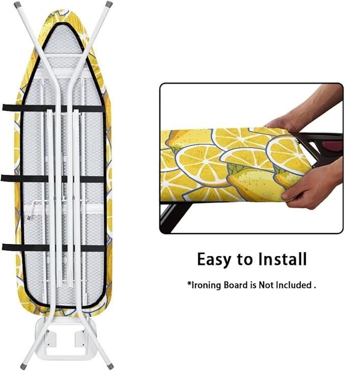Lemon Ironing Board Covers for Full Size, Extra Long and Wide Large Ironing Boards Cover, Heavy Duty Padded, Elastic Edge