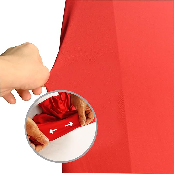 4 Pack - Elegant Red Stretch Spandex Table Cover (48Lx24Wx30H Inches), Non-Iron Fitted Tablecloth for 4-Foot Rectangular Folding Tables -Ideal for Banquets, Weddings & Festivals