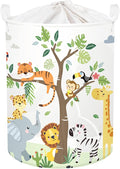 Forest Animals Laundry Hamper Woodland Tree Large Storage Basket Parents Organizer Kids Clothes Toy Bins for Bedroom, Bathroom, Giraffe, 63L