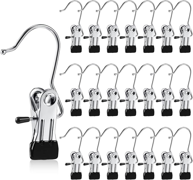 Hotop 36 Pieces Boot Hanger Clips for Closet, Laundry Hanging Hooks Heavy Duty Clips Boot Holder Portable Single Hooks Space Saving for Pants Jeans Clothes Hats Tall Towels (Silvery)