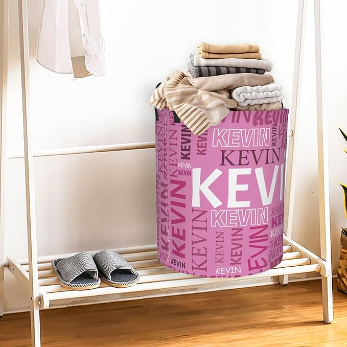Custom Name Laundry Hamper, Personalized Dirty Clothes Hamper with Name for Bathroom Bedrooms Clothes Storage Organizer, Personalized Gifts for Boys Girls Men Women