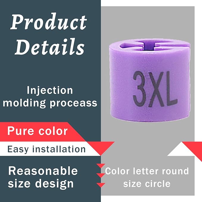 Swpeet 150Pcs Purple Plastic Clothes Hanger Size Markers Color-Coding Hangers with Storage Box