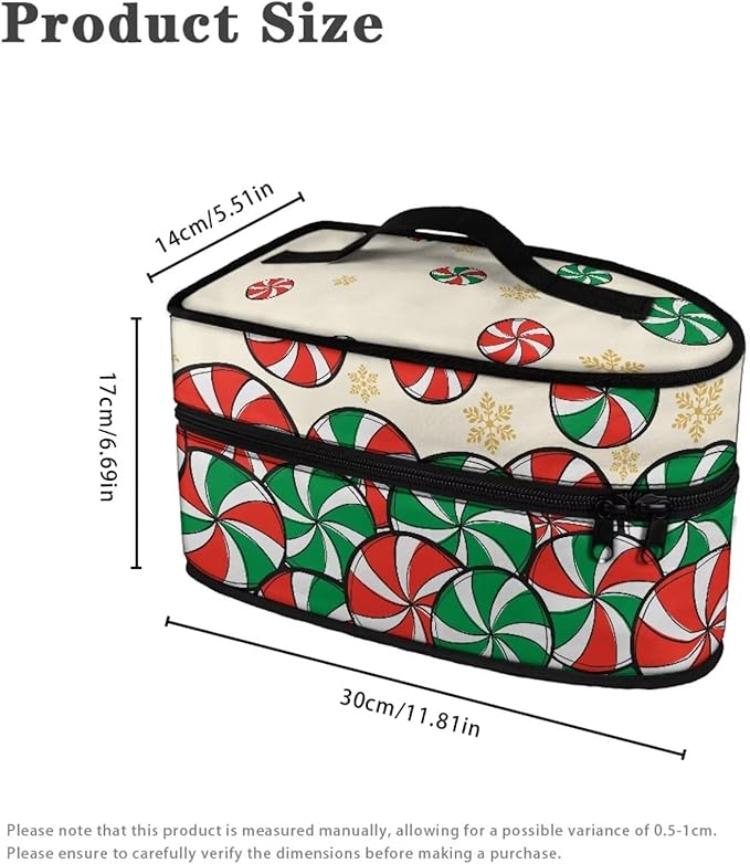 Iron Storage Bag with Zipper Handle Decorative Colorful Steam Iron Storage Case Fits Traveling Outing, Christmas Candy Snow